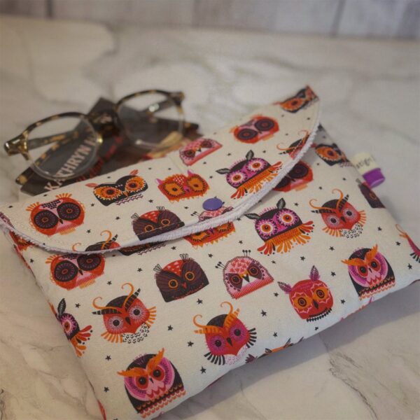 Petite pochette à livre hiboux