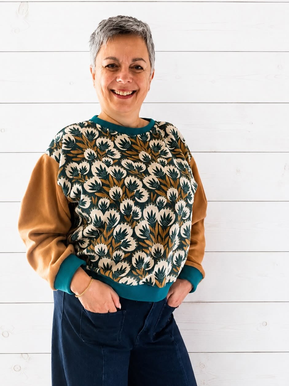 Sweat fleurs vertes